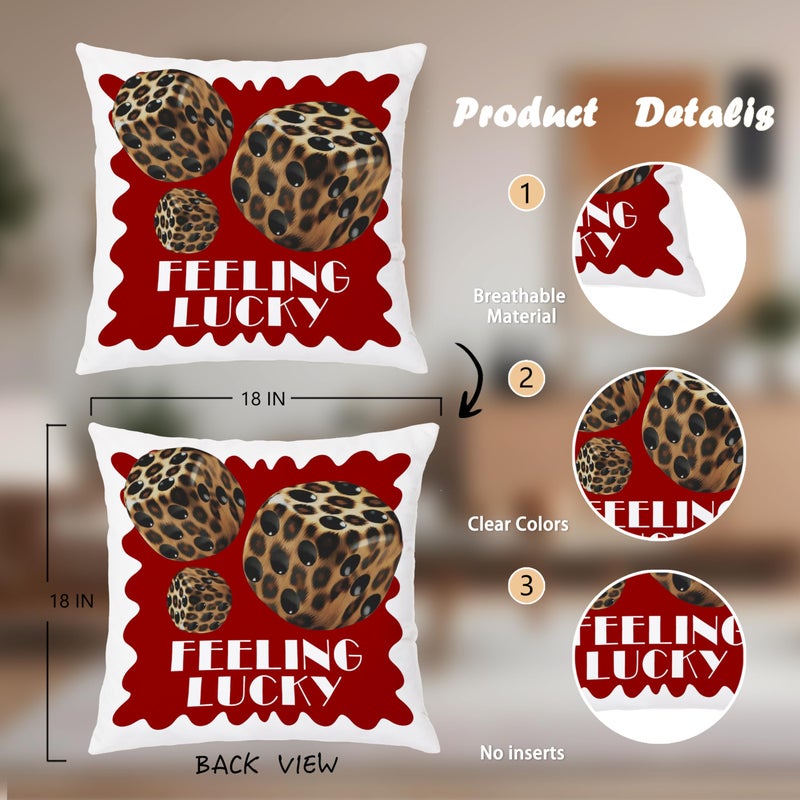 Nipil Trendy Leopard Pillow Covers 18x18, Cheetah Leopard Print Room Decor, Red Preppy Cheetah Print Dice Lucky 8 Ball Decorative Throw Pillow Covers for Girls Bedroom Dorm Apartment, Set of 2 - Image 2