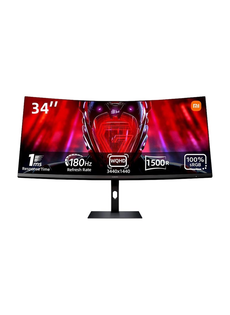 Xiaomi 34-Inch Display Monitor Curved For Gaming G34WQI WQHD 180Hz ELA5458UK Black - Image 1