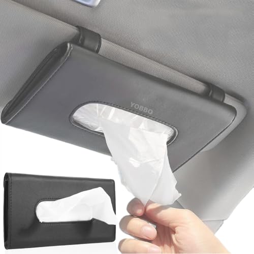 Yobbo Car Tissue Holder, Sun Visor Napkin Holder, Car Visor Tissue Papers Holder, Tissue Holder for Car, Tissue Dispenser Rectangular (Black) - Image 1