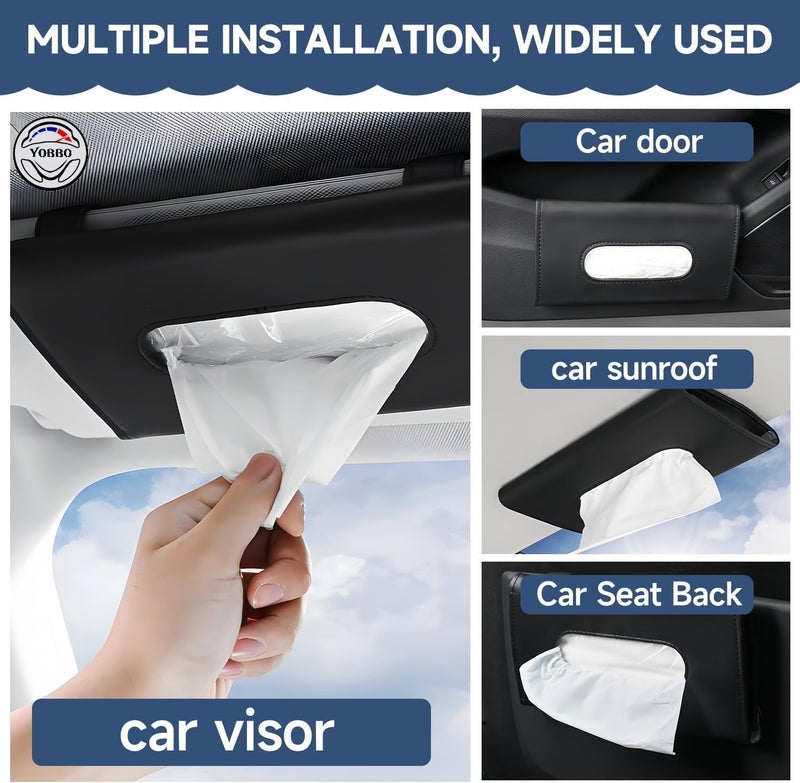 Yobbo Car Tissue Holder, Sun Visor Napkin Holder, Car Visor Tissue Papers Holder, Tissue Holder for Car, Tissue Dispenser Rectangular (Black) - Image 4