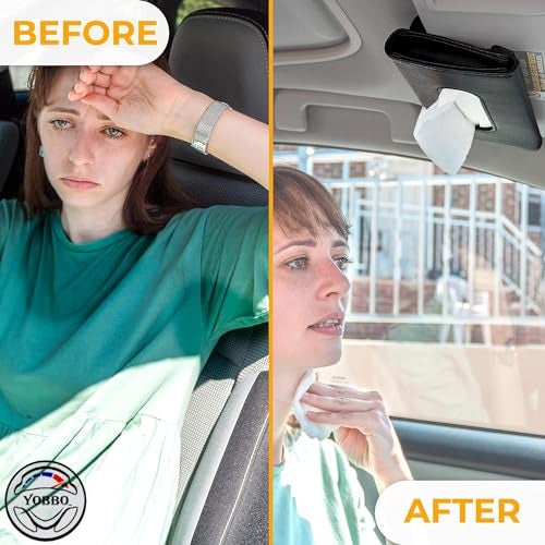 Yobbo Car Tissue Holder, Sun Visor Napkin Holder, Car Visor Tissue Papers Holder, Tissue Holder for Car, Tissue Dispenser Rectangular (Black) - Image 3