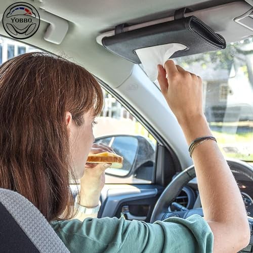Yobbo Car Tissue Holder, Sun Visor Napkin Holder, Car Visor Tissue Papers Holder, Tissue Holder for Car, Tissue Dispenser Rectangular (Black) - Image 2