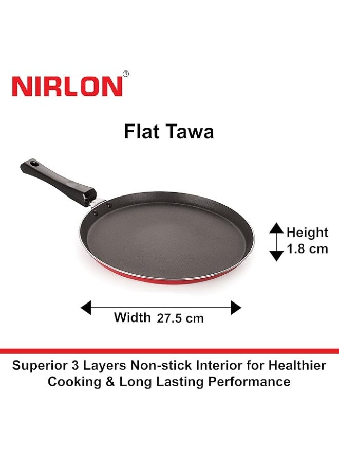 نيرلون طقم أواني طهي أساسي من "نيرلون" (Nirlon) مكون من 3 قطع بطبقة غير لاصقة وخالية من المواد الكيميائية (سُمك 2.6 مم): يضم مقلاة مسطحة واحدة (تاوا) ومقالاتي قلي. - Image 4