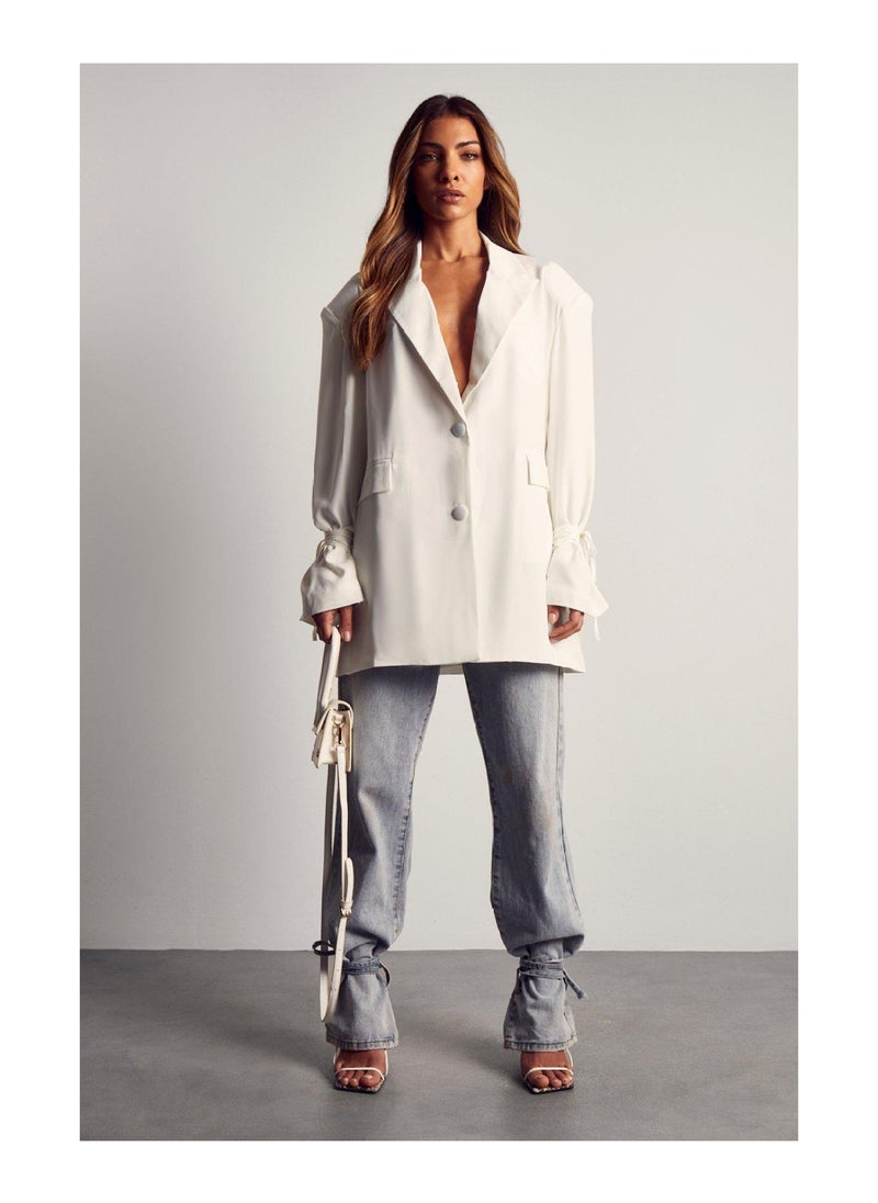 Premium Tailored Tie Cuff Oversized Blazer