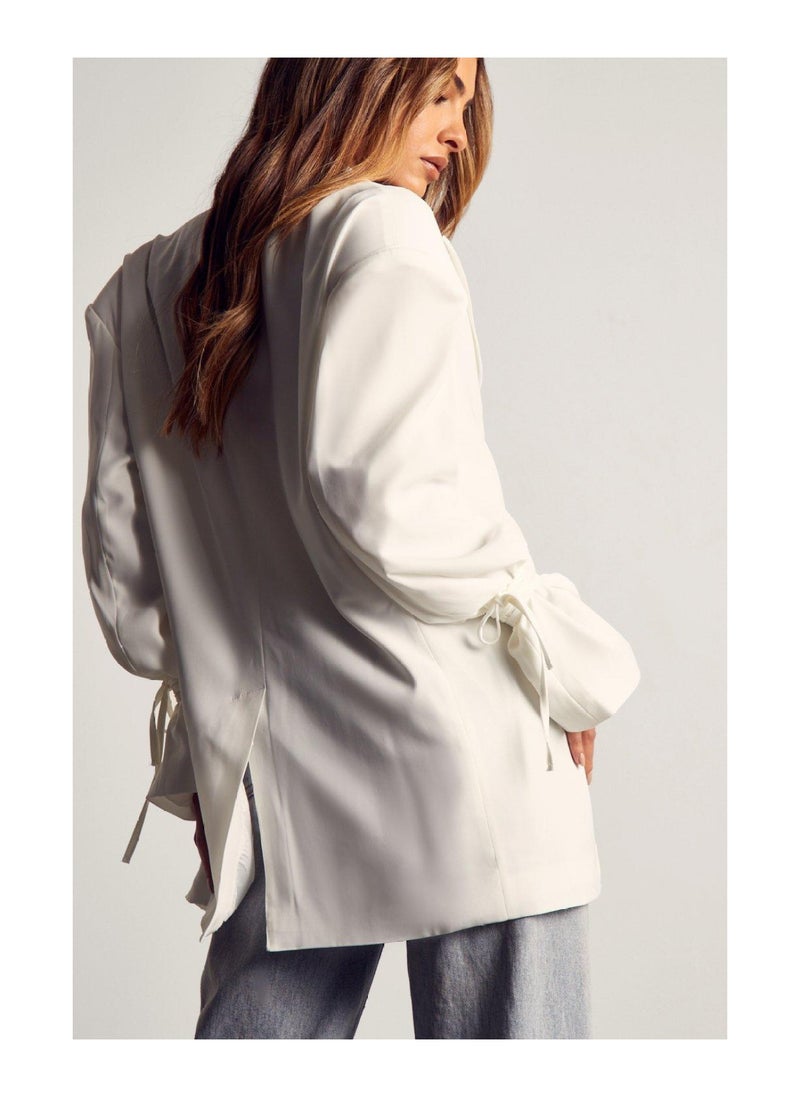 Premium Tailored Tie Cuff Oversized Blazer
