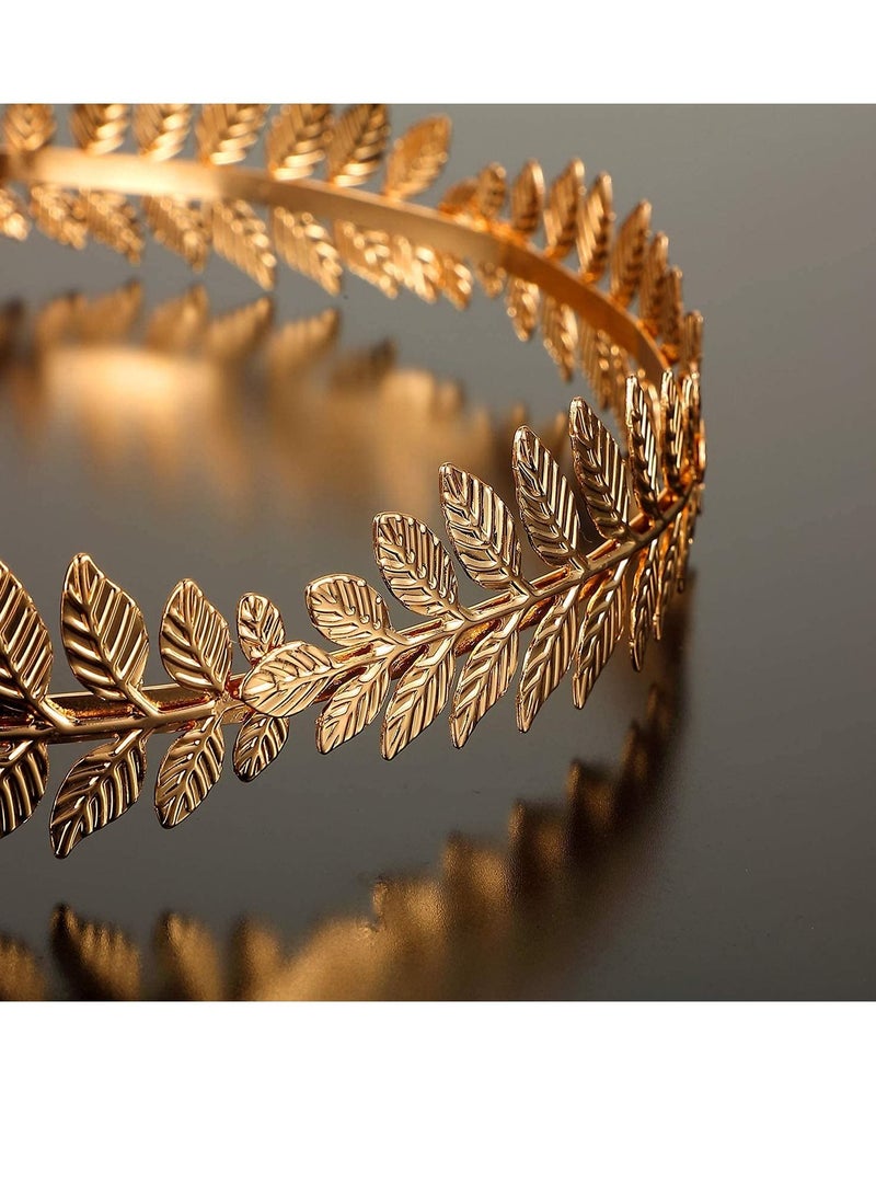 Loquat Head Wreath Crown Headdress, 3 Pieces Greek Roman Laurel Leaf, Leaf Headband Tiara Headwear - Image 3