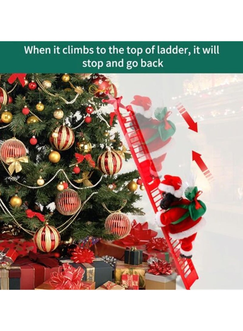 AUTOYSUR زينة سانتا لعيد الميلاد، سلم تسلق سانتا، تمثال سانتا كلوز الكهربائي المتسلق مع موسيقى، زينة معلقة إبداعية لحفلات عيد الميلاد - Image 4