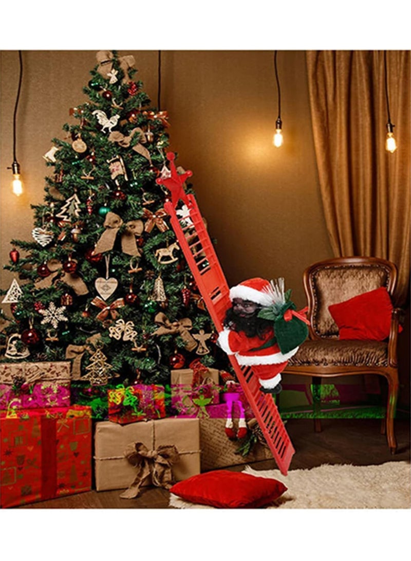 AUTOYSUR زينة سانتا لعيد الميلاد، سلم تسلق سانتا، تمثال سانتا كلوز الكهربائي المتسلق مع موسيقى، زينة معلقة إبداعية لحفلات عيد الميلاد - Image 3