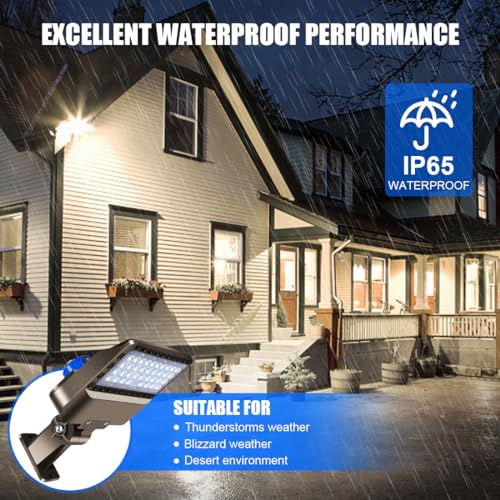 Juyace 150W LED Dusk to Dawn Flood Light, IP65 Waterproof Commercial Wall Building & Shoe Box Fixture, 5000K Daylight Outdoor Security Lighting for Barn, Street, Parking Lot, Warehouse, Yard 110-277V - Image 5