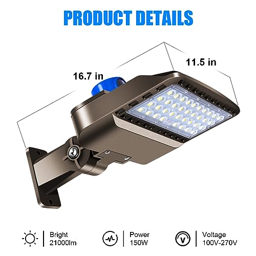 Juyace 150W LED Dusk to Dawn Flood Light, IP65 Waterproof Commercial Wall Building & Shoe Box Fixture, 5000K Daylight Outdoor Security Lighting for Barn, Street, Parking Lot, Warehouse, Yard 110-277V - Image 3