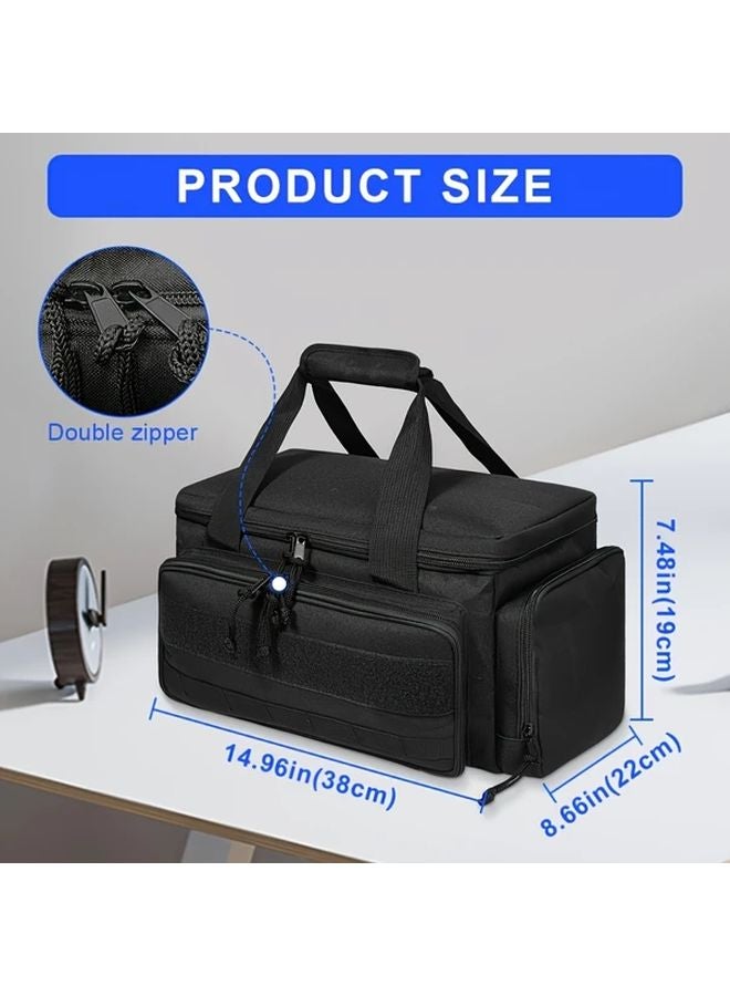 حقيبة أدوات سوداء متينة 14.96 × 8.66 × 7.48 بوصة منظم متعدد الأقسام لفنيي الكهرباء - Image 3