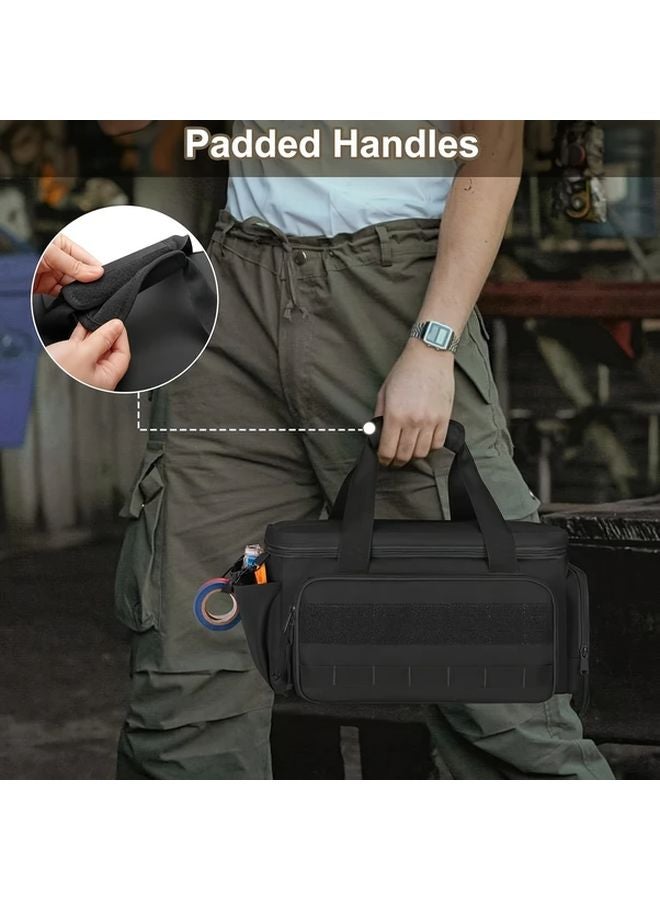 حقيبة أدوات سوداء متينة 14.96 × 8.66 × 7.48 بوصة منظم متعدد الأقسام لفنيي الكهرباء - Image 2