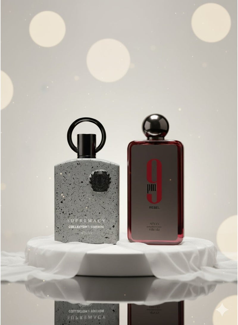 Afnan إصدار جامع سوبريمسي عطر للرجال، 100 مل و 9 مساءً ريبيل عطر يونيكس، 100 مل مجموعة - Image 1