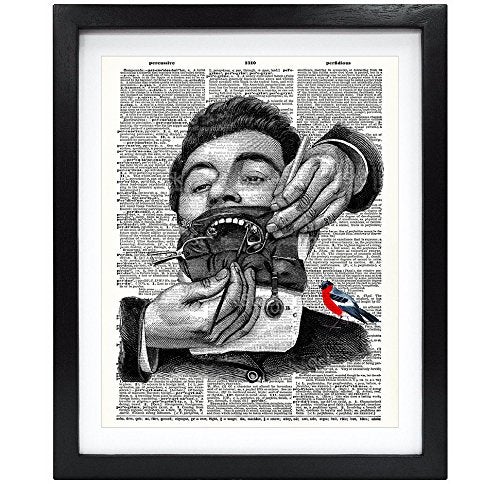 Susie Arts 8X10 Unframed See a dentist Upcycled Dictionary Art Print Book Art Print Home Decor Funny Art Print V134 - Image 1