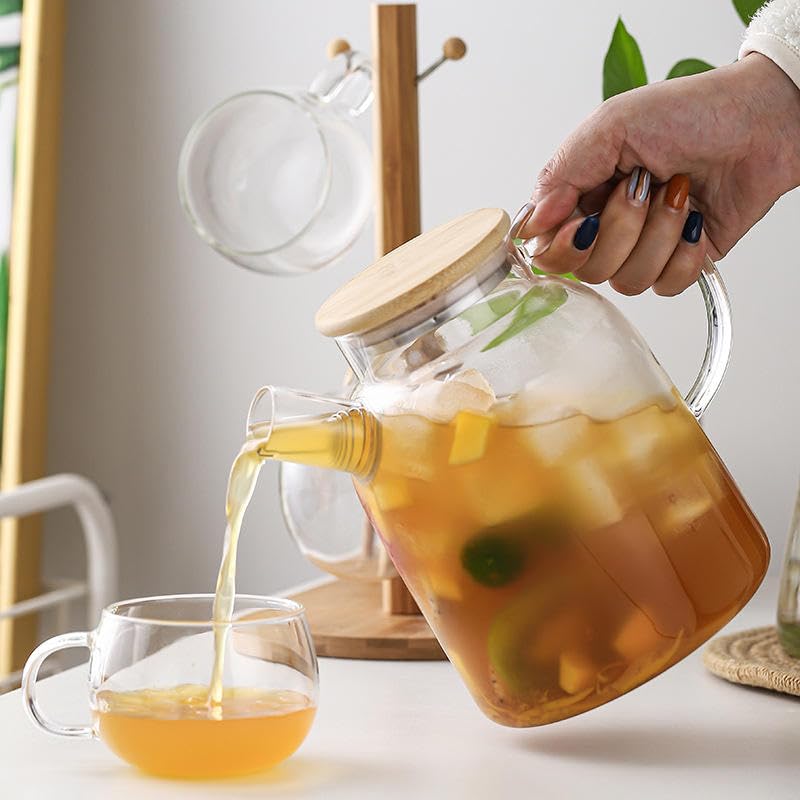 RAGYULA RAGYULA Glass Water Jug 1800 ml Carafe Pitcher with Stainless Steel Infuser Lid and Spout - Heat Resistant Pitcher for Hot/Cold Water, Bottle, Milk, Juice, Iced Tea, 1 Pcs, Clear.  - Image 3