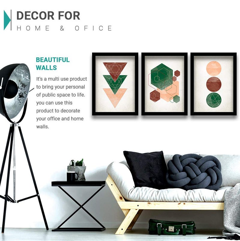 HEVEA Modern Art Framed Wall Posters/Paintings for Living Room Bedroom Office - Wall Paintings - Framed Wall Art Frames - Paintings for Home Decor (11 inch x 14 inch, Framed) SET OF 3 (Art 2) - Image 3