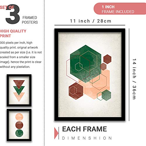 HEVEA Modern Art Framed Wall Posters/Paintings for Living Room Bedroom Office - Wall Paintings - Framed Wall Art Frames - Paintings for Home Decor (11 inch x 14 inch, Framed) SET OF 3 (Art 2) - Image 4