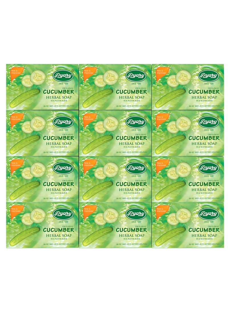 Pyary - Original Cucumber Herbal Soap Handmade 75gm (Pack of 12) - Image 1
