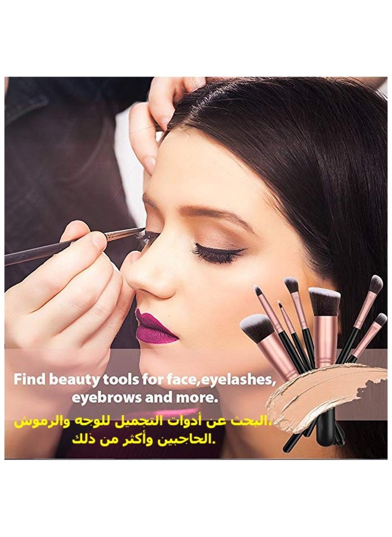 ماركة غير محددة مجموعة فرش مكياج مكونة من 14 قطعة لكريم الأساس السائل ومزج البودرة وظلال العيون وأحمر الخدود ومستحضرات التجميل وفرش خافي العيوب بشعيرات ناعمة وكثيفة  - Image 4