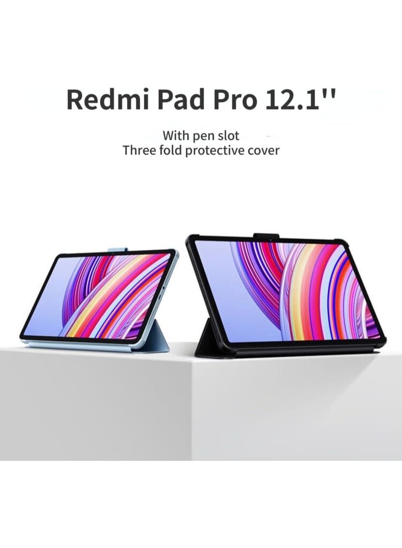 حافظة ذكية متوافقة مع جهاز Xiaomi Redmi Pad Pro مقاس 12.1 بوصة (2024) اللوحي مع حامل مغناطيسي قوي لجهاز Redmi Pad Pro مقاس 12.1 بوصة (أسود) - Image 3