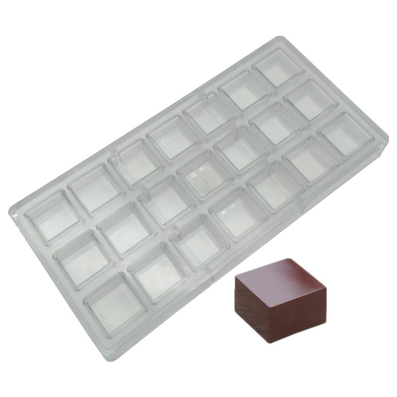 Goldbaking قالب صنع الشوكولاتة المربع من البولي كربونات قالب الشوكولاتة افعلها بنفسك 21 تجويف قوالب الحلوى مكعبات الثلج - Image 1