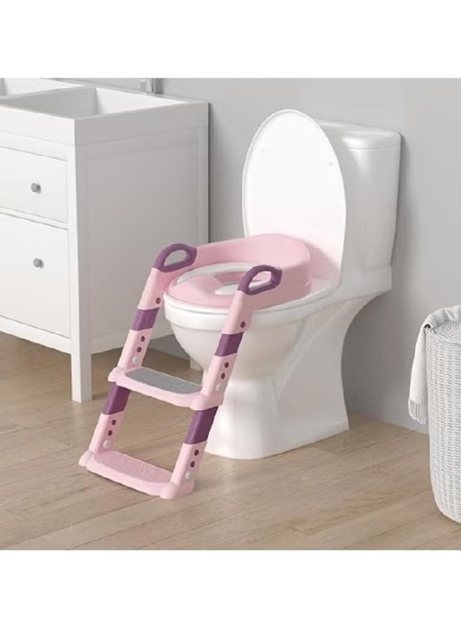 Kids Foldable Potty Training Seat with Ladder, Comfortable, Non-Slip, Splash Guard - Image 1