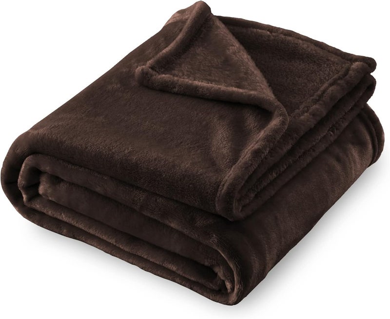 SOCHOW Flannel Fleece Blanket Twin Size, All Season Lightweight Super Soft Cozy Blanket for Bed or Couch, Brown, 60" X 80" - Image 1