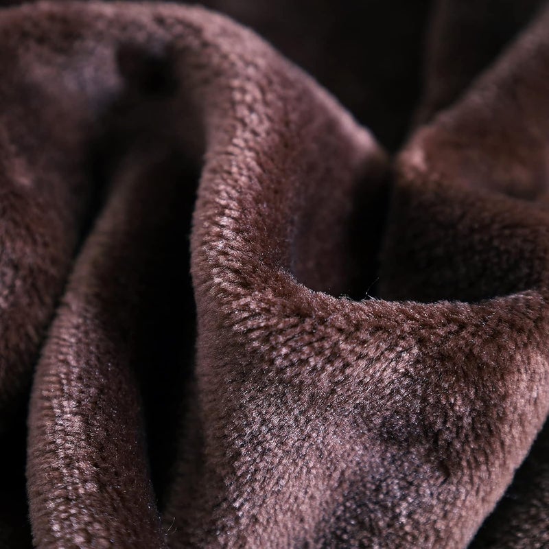 SOCHOW Flannel Fleece Blanket Twin Size, All Season Lightweight Super Soft Cozy Blanket for Bed or Couch, Brown, 60" X 80" - Image 3