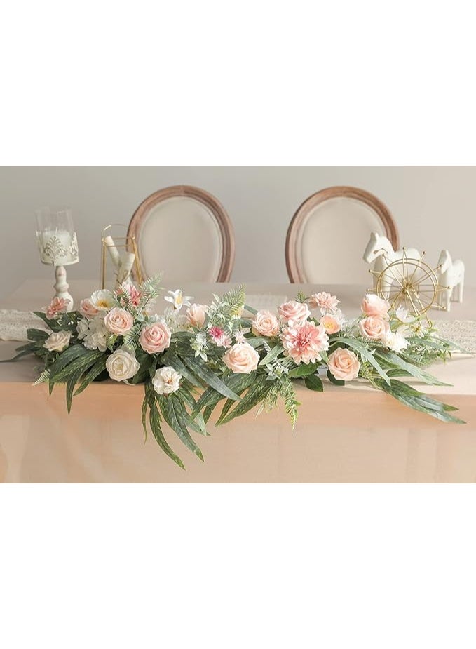 DUNISO مجموعة صندوق الزهور الاصطناعية، زهور وأوراق بألوان متدرجة مع سيقان، مناسبة لباقة الزفاف DIY، قطع مركزية، حفلات استقبال المواليد، زينة المنزل (وردي) - Image 5