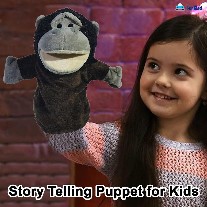 FunBlast دمى اليد للأطفال - دمى حيوانات محشوة مع فم متحرك، دمى سرد القصص للأطفال، دمى يد ناعمة للأطفال، ألعاب تعليمية ممتعة (غوريلا) - Image 4