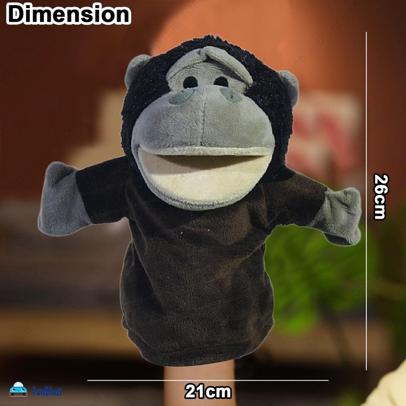 FunBlast دمى اليد للأطفال - دمى حيوانات محشوة مع فم متحرك، دمى سرد القصص للأطفال، دمى يد ناعمة للأطفال، ألعاب تعليمية ممتعة (غوريلا) - Image 3