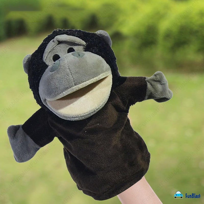 FunBlast دمى اليد للأطفال - دمى حيوانات محشوة مع فم متحرك، دمى سرد القصص للأطفال، دمى يد ناعمة للأطفال، ألعاب تعليمية ممتعة (غوريلا) - Image 5