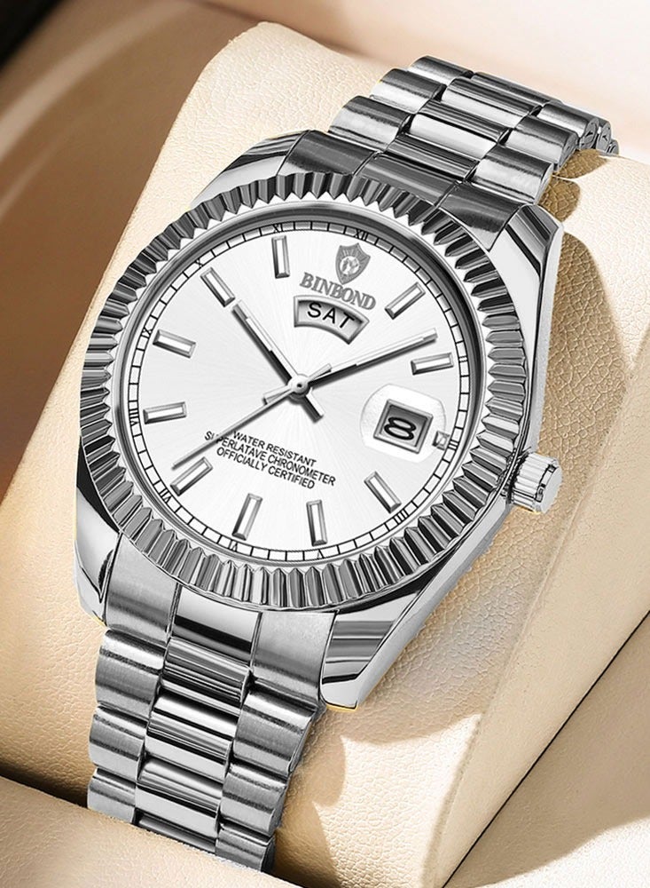 BINBOND Watch For Men Quartz Watch Waterproof Date Week Male Clock Stainless Steel Business Wristwatch Male - Image 1