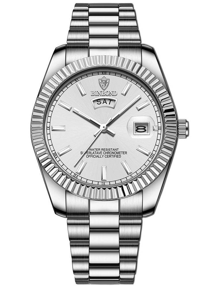 BINBOND Watch For Men Quartz Watch Waterproof Date Week Male Clock Stainless Steel Business Wristwatch Male - Image 3