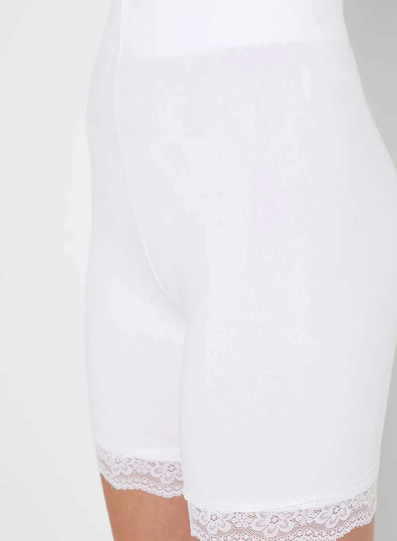 FOREVER 21 Lace Trim Biker Shorts