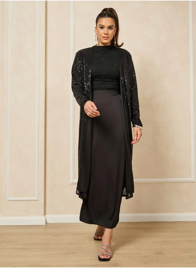 Styli REGULAR FIT MIDI LENGTH SEQUINNED KIMONO