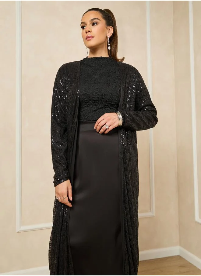 Styli REGULAR FIT MIDI LENGTH SEQUINNED KIMONO