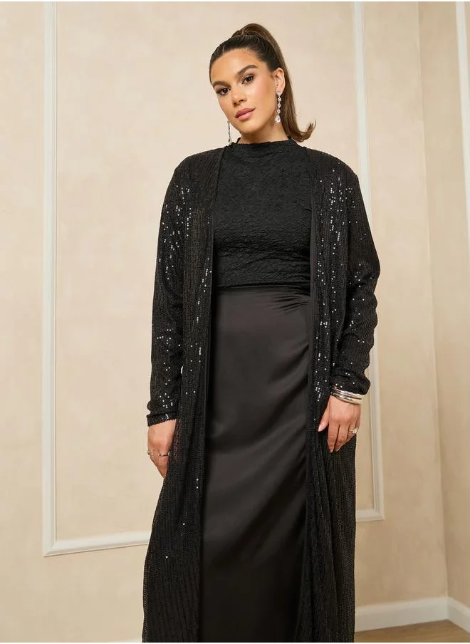 Styli REGULAR FIT MIDI LENGTH SEQUINNED KIMONO