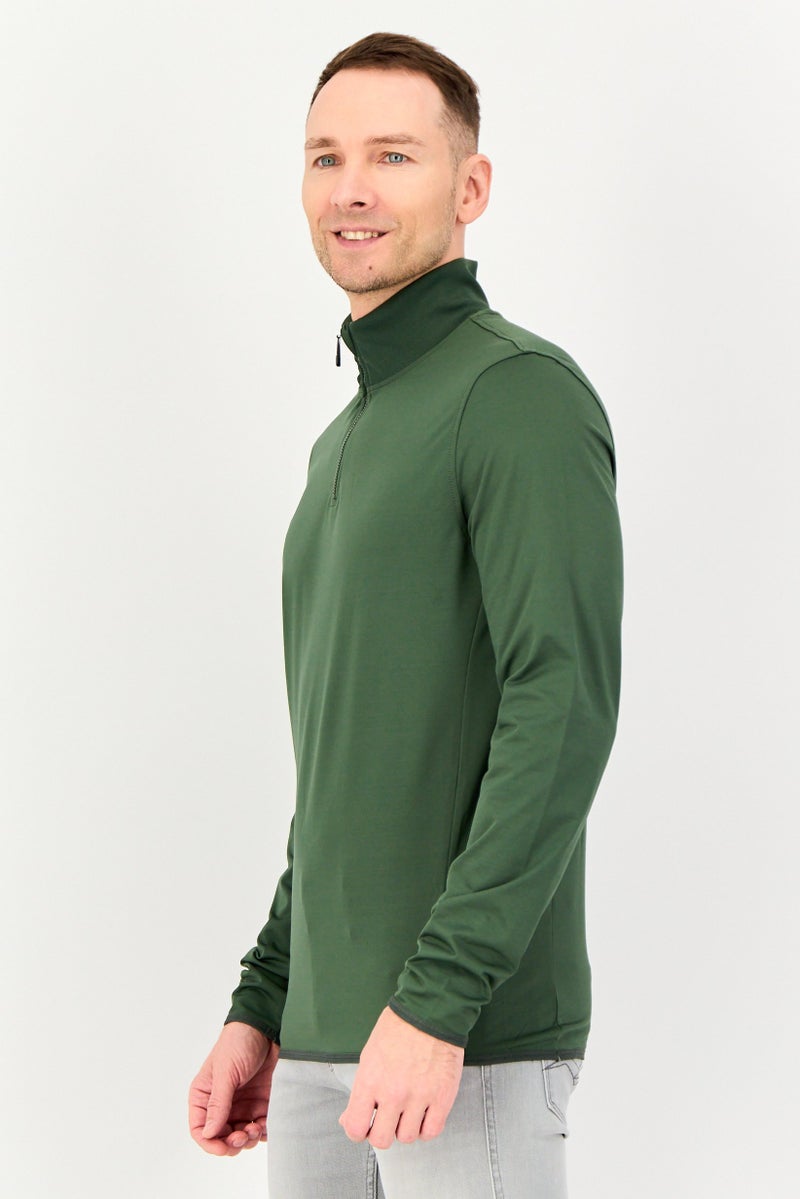 Lyle & Scott سويت شيرت رجالي بأكمام طويلة وياقة مزيفة مع شعار مطرز، أخضر - Image 4