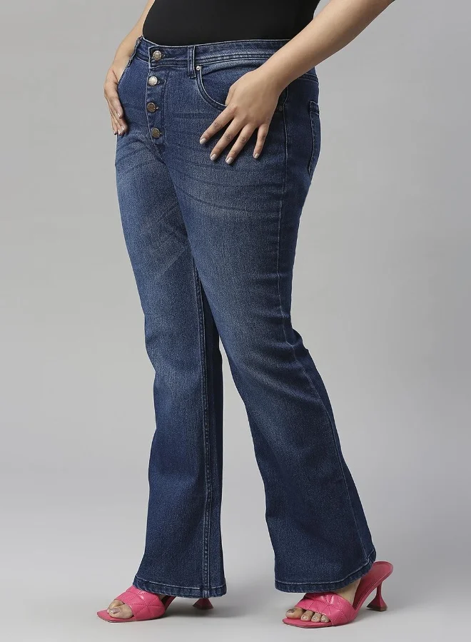 Women Mid Blue Plus Size Jeans