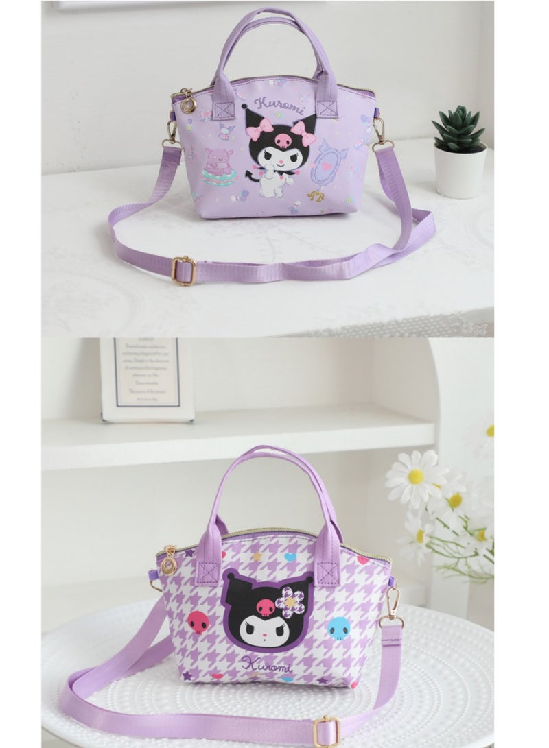 kuromi حقيبة كروس بودي صغيرة لطيفة من قطعتين، حقيبة كتف من جلد البولي يوريثان الناعم، حقيبة يد كرتونية 16*22*7 سم - Image 1