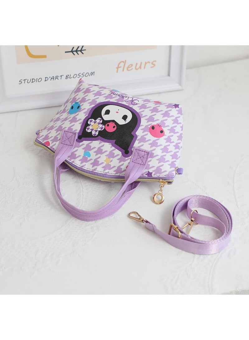 kuromi حقيبة كروس بودي صغيرة لطيفة من قطعتين، حقيبة كتف من جلد البولي يوريثان الناعم، حقيبة يد كرتونية 16*22*7 سم - Image 3