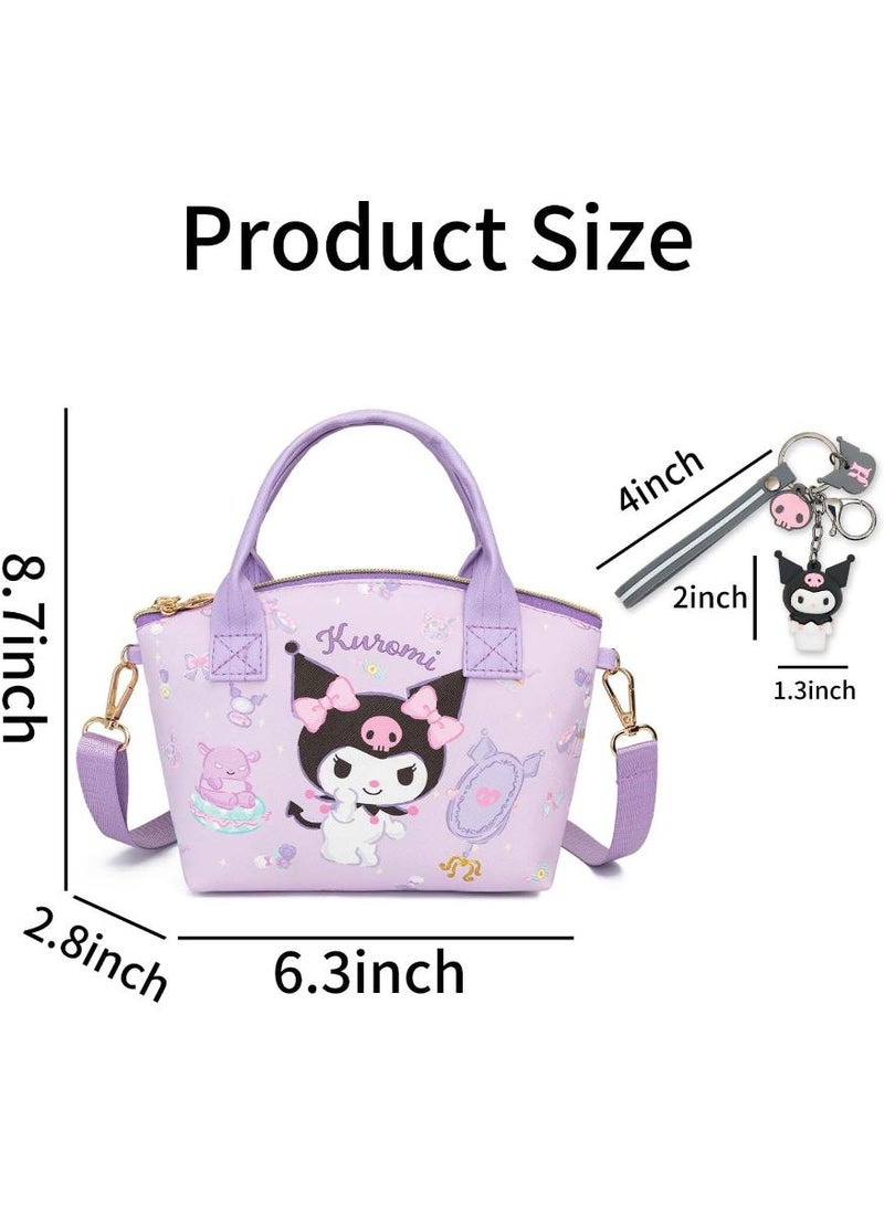 kuromi حقيبة كروس بودي صغيرة لطيفة من قطعتين، حقيبة كتف من جلد البولي يوريثان الناعم، حقيبة يد كرتونية 16*22*7 سم - Image 2