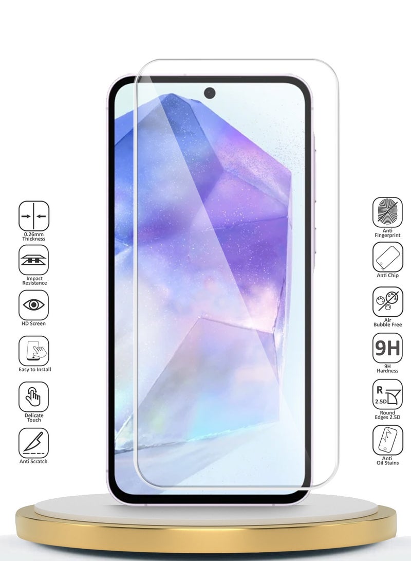 دبليو تيك سامسونج جالاكسي A55 5G 2024 بريميوم سلسلة حامي شاشة زجاجي مقوى 9H 2.5D - شفاف - Image 2