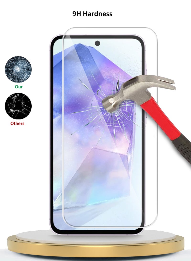 دبليو تيك سامسونج جالاكسي A55 5G 2024 بريميوم سلسلة حامي شاشة زجاجي مقوى 9H 2.5D - شفاف - Image 3