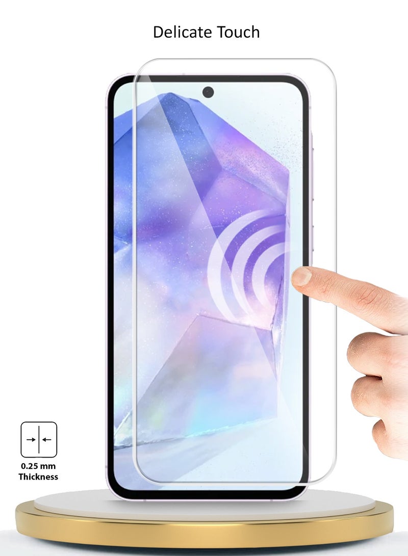 دبليو تيك سامسونج جالاكسي A55 5G 2024 بريميوم سلسلة حامي شاشة زجاجي مقوى 9H 2.5D - شفاف - Image 4