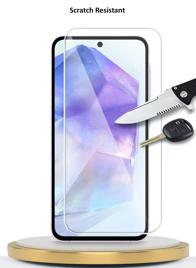 دبليو تيك سامسونج جالاكسي A55 5G 2024 بريميوم سلسلة حامي شاشة زجاجي مقوى 9H 2.5D - شفاف - Image 5