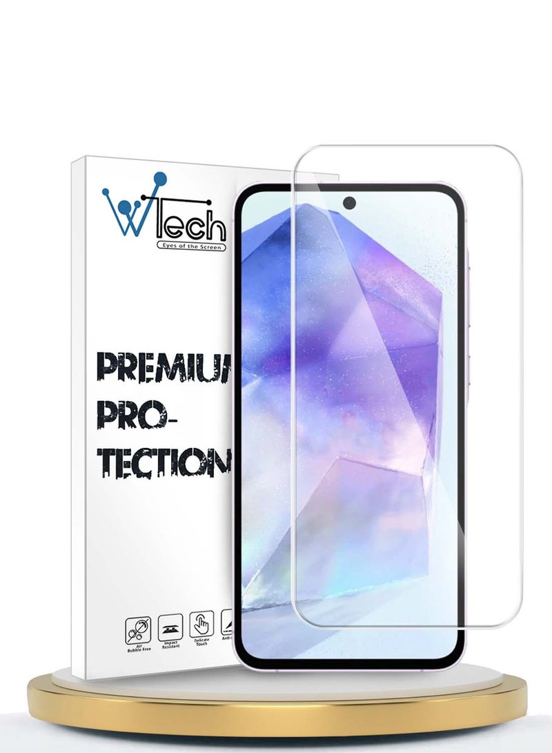 دبليو تيك سامسونج جالاكسي A55 5G 2024 بريميوم سلسلة حامي شاشة زجاجي مقوى 9H 2.5D - شفاف - Image 1