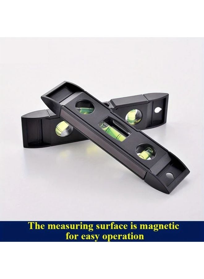 Black Mini Pocket Portable 3 Bubble Spirit Level Tool Magnetic ABS Case Precision Measurement - Image 2