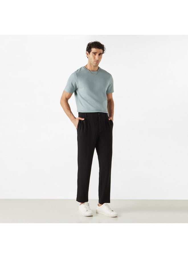Iconic Iconic Textured T-shirt with Crew Neck and Short Sleeves  - Image 2